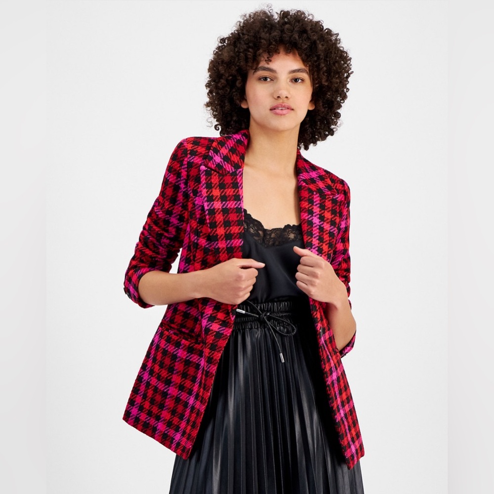 Houndstooth tweed blazer